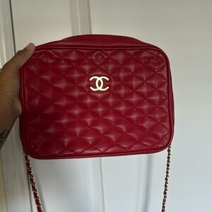 CHANEL RED CAMERA BAG